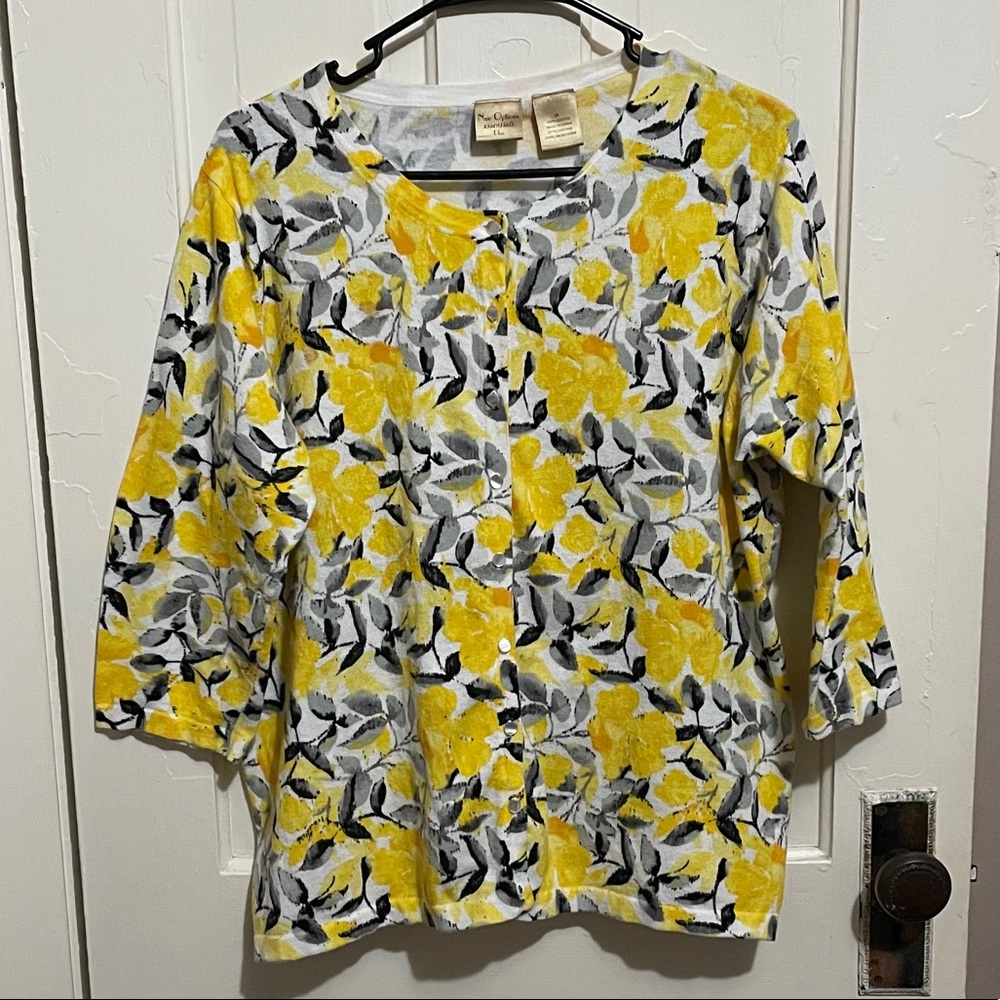 Yellow Floral Cardigan/Blouse